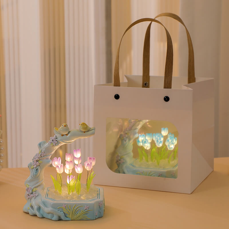 Veilleuse Tulipe Fleur et Oiseau Lighteme