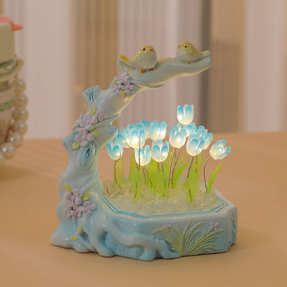 Veilleuse Tulipe Fleur et Oiseau Lighteme
