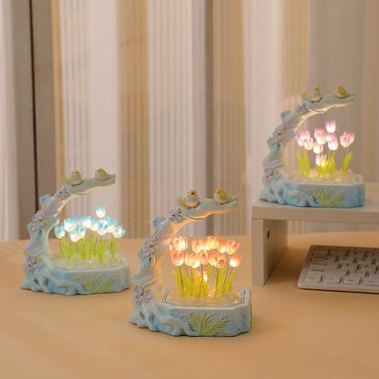 Veilleuse Tulipe Fleur et Oiseau Lighteme