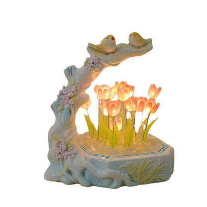Veilleuse Tulipe Fleur et Oiseau Lighteme