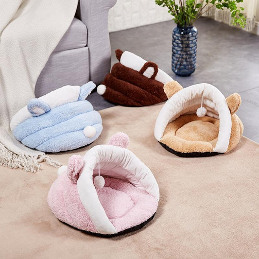 Lighteme Flauschiges Pompon-Hausschuh-Hunde-/Katzenbett (4 Farben &amp; 2 Größen)