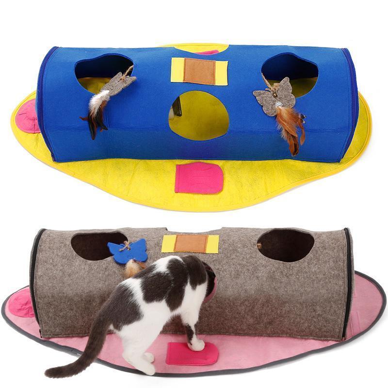 Tunnel pour chat en feutrine pliable en forme de poisson Lighteme (2 couleurs)