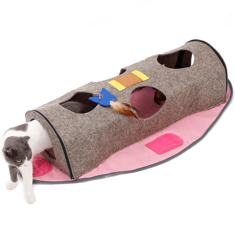 Tunnel pour chat en feutrine pliable en forme de poisson Lighteme (2 couleurs)