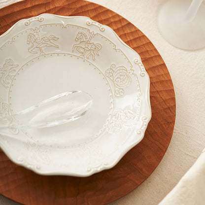 Lighteme French Embossed Ceramic Soup Plate