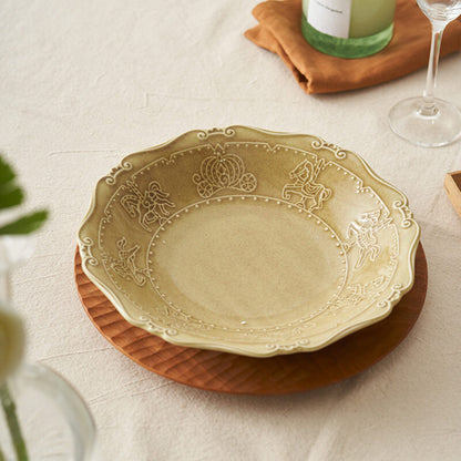 Lighteme French Embossed Ceramic Soup Plate