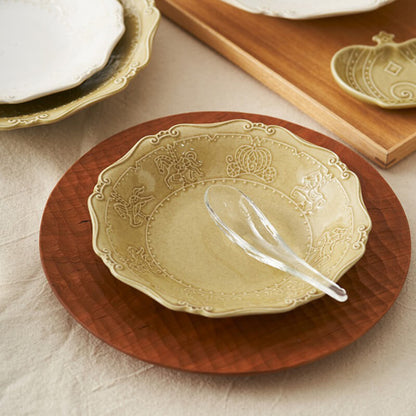 Lighteme French Embossed Ceramic Soup Plate