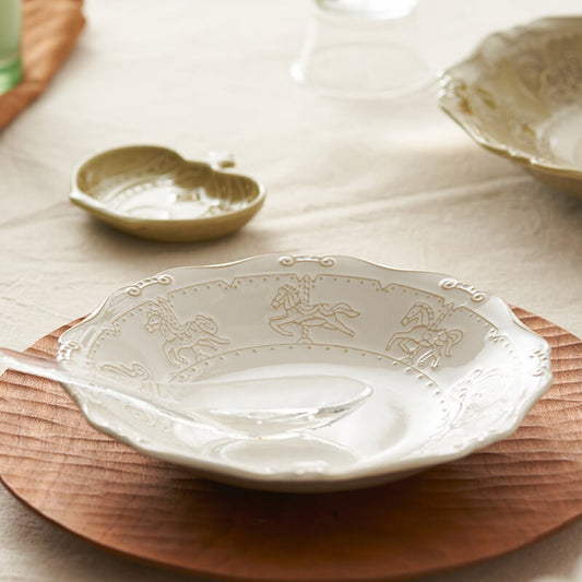 Assiette creuse en céramique gaufrée française Lighteme
