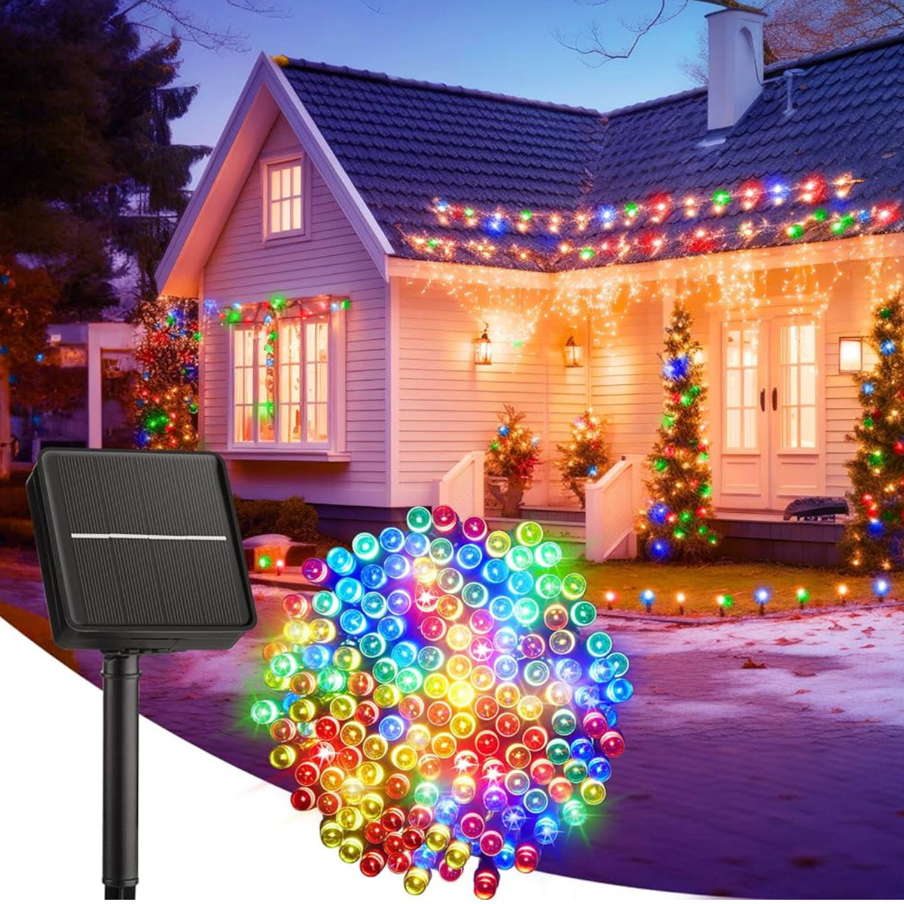 Lighteme 33Ft Solar-LED-Lichterkette 100LED Hellgrünes Kabel 
