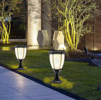 Lighteme 63" Solar-Laternenpfostenleuchten, Aluminium-Stehlampe für den Außenbereich, wasserdichte solarbetriebene Straßenlaternen für Garten, Gehweg, Auffahrt, Vorder-/Hintertür, warmweiße Solar-Pfostenleuchte, austauschbare Glühbirne (2er-Pack)
