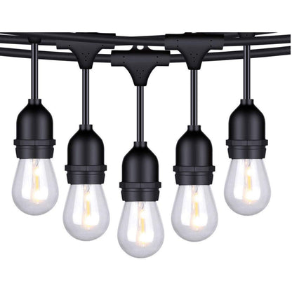 Lighteme 48 Fuß lange, steckbare LED-Lichterkette für den Außenbereich, wasserdicht, zum Aufhängen, dimmbare 2-W-Vintage-Edison-Glühbirnen 