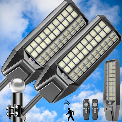 Lighteme 4000 W Solar-Straßenlaterne, 7000 K, 800000 lm, automatisches Ein-/Ausschalten, Dämmerung bis Morgengrauen, IP67, wasserdicht, Bewegungssensor 