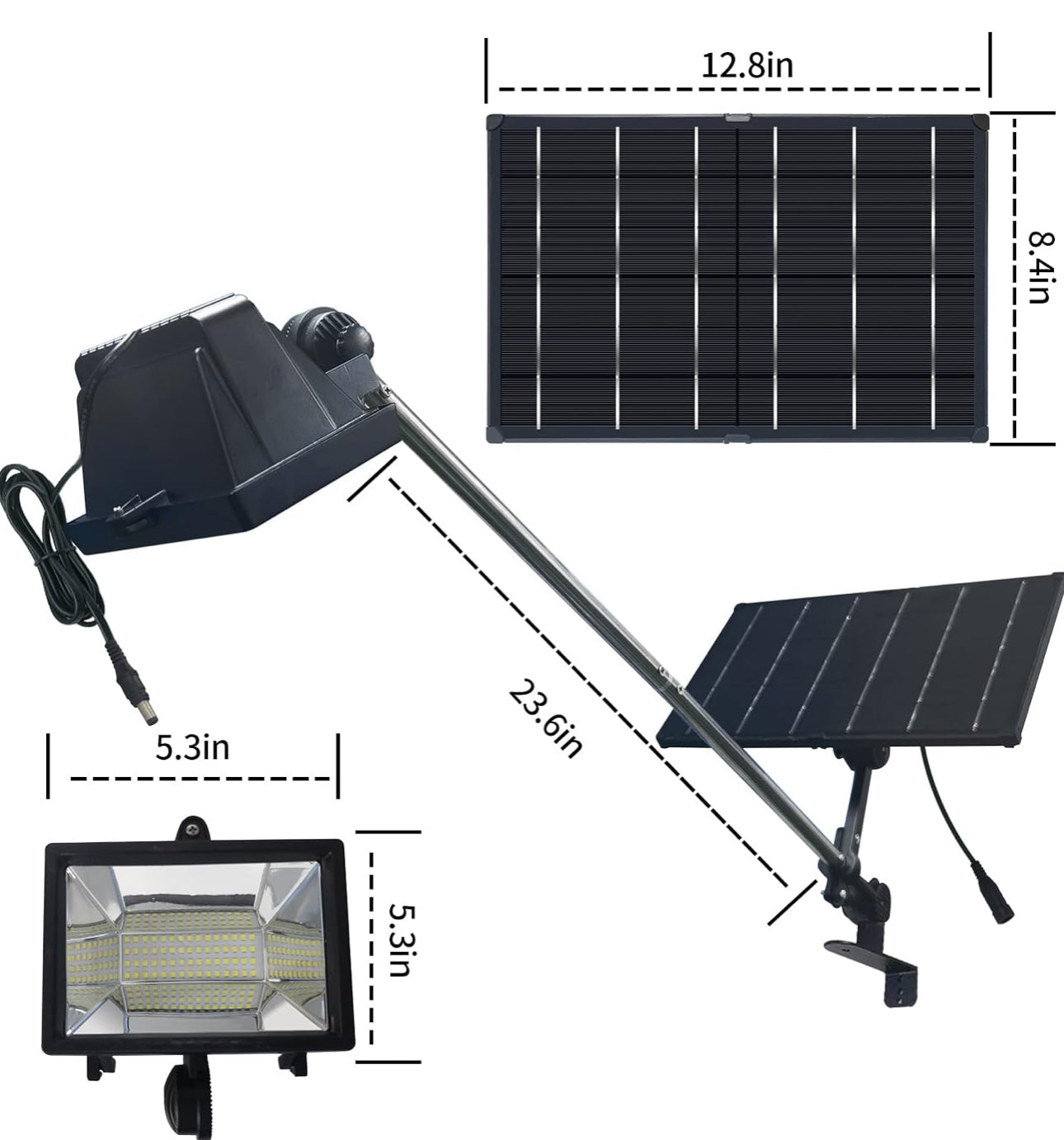 Lighteme Solar-Werbetafelleuchte, Lampenköpfe aus Metall und Aluminium, 400 W, 12.000 AMH, Li-Ion-Akku, 60 superhelle LEDs, kommerzielle Werbetafellampe, geeignet für eine Vielzahl von Szenen 