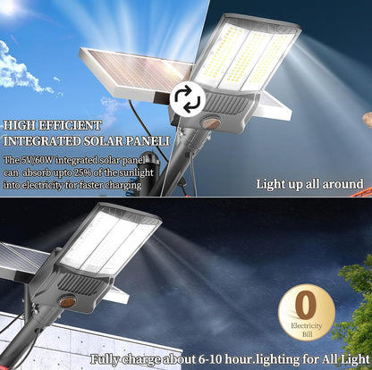 Lighteme 6500 W Solar-Straßenlaternen für den Außenbereich, 500.000 lm, leistungsstarke kommerzielle Parkplatzbeleuchtung, 6500 K, Dämmerung bis Morgengrauen, mit Fernbedienung 