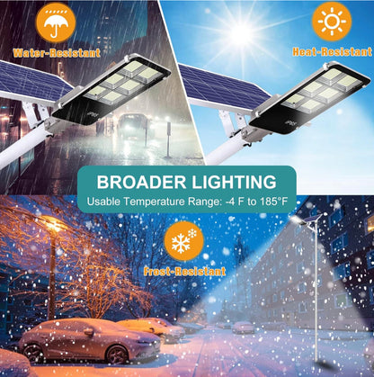 Lighteme 800 Watt Solar-Straßenlaternen, mit Fernbedienung, 105.000 lm, LED-Solarlicht von der Dämmerung bis zum Morgengrauen, 6500 K, superhelles Solar-Flutlicht