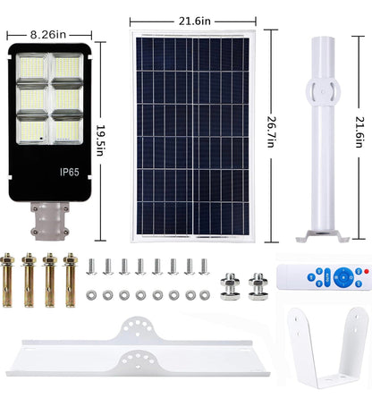 Lighteme 800 Watt Solar-Straßenlaternen, mit Fernbedienung, 105.000 lm, LED-Solarlicht von der Dämmerung bis zum Morgengrauen, 6500 K, superhelles Solar-Flutlicht