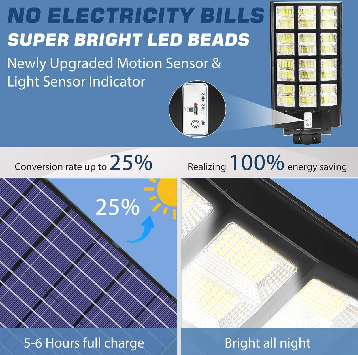 Lighteme 1800 W LED-Straßenlaterne für den Außenbereich – [Warmweiß] 3000 K Solar-Straßenlaternen, Dämmerung bis Morgengrauen, Bewegungssensor mit Fernbedienung 
