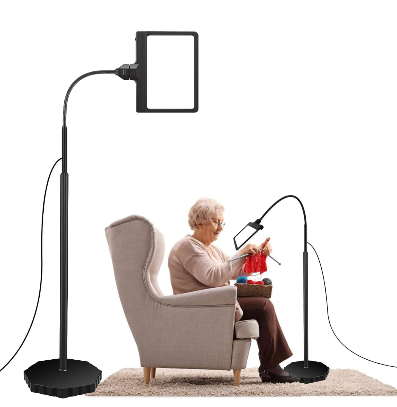 Loupe Lighteme 5X avec 36 LED à intensité variable et support, lampe loupe à luminosité réglable, loupe à col de cygne éclairée pour la lecture, les travaux manuels et le travail de près 