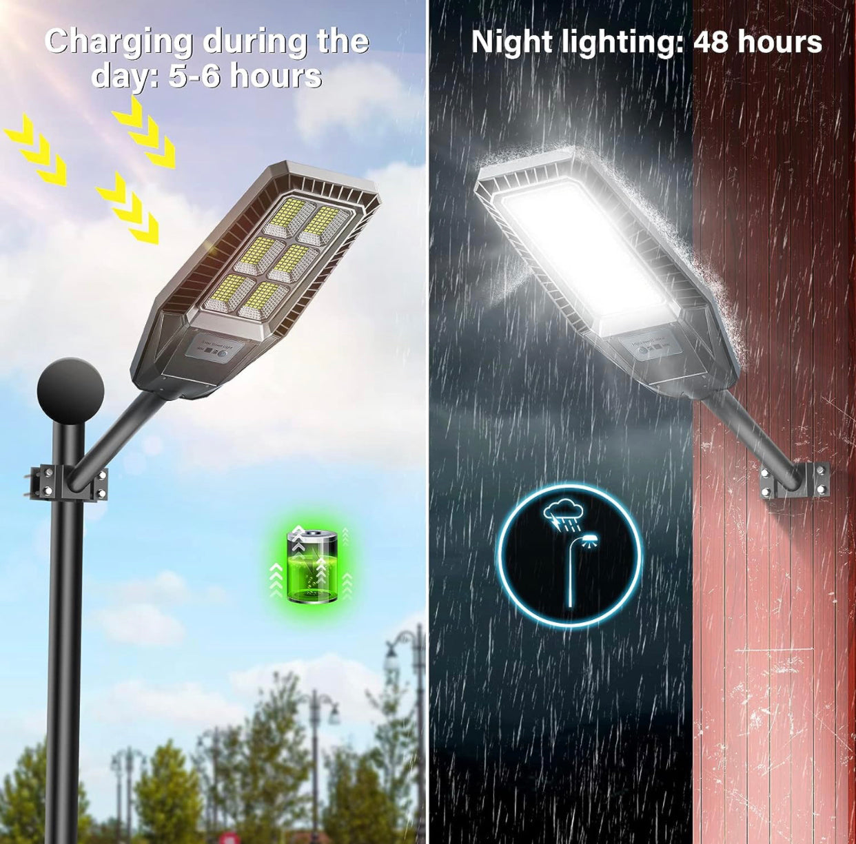 Lighteme 300 W Solar-Straßenleuchte, 30000 lm, LED, für den Außenbereich, wasserdicht, von der Dämmerung bis zum Morgengrauen, für Hofbeleuchtung, IP66, 6000 K, mit Halterung und Fernbedienung 