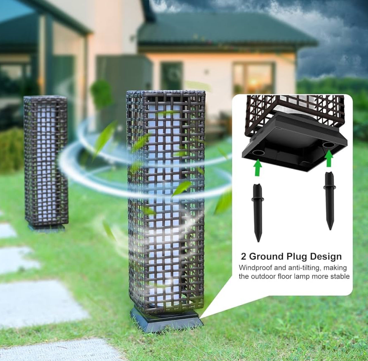 Lampadaire solaire d'extérieur Lighteme de 28 pi avec 2 modes d'éclairage