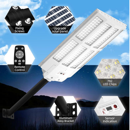 Lighteme 1500 W Solar-Straßenlaterne für den Außenbereich, wasserdicht, 6500 K Bewegungsmelder, Dämmerung bis Morgengrauen, 200.000 lm Wandleuchte mit Fernbedienung 