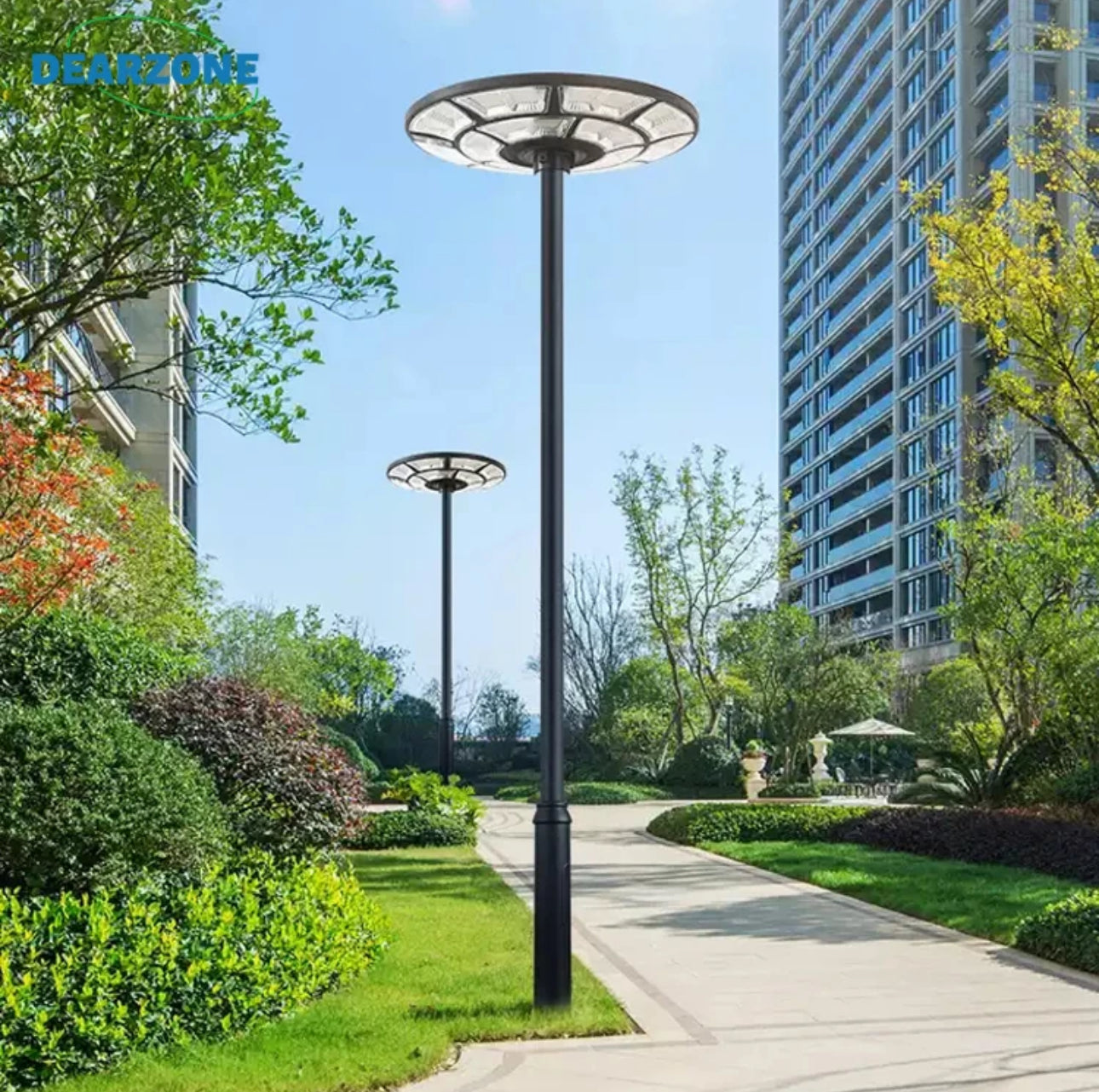 Lighteme 2500W Solar-Außenleuchte UFO Gartenmast und Wandstraßenlaternen für Haus, Hof, Bauernhäuser mit Fernbedienung