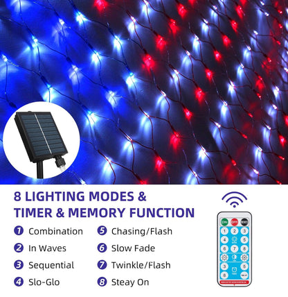Lampe solaire 2 en 1 Lighteme avec drapeau américain, 420 LED ultra-lumineuses, alimentée par l'énergie solaire et branchée