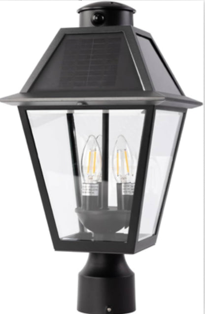 Lighteme LED-Solar-Zaunkappenleuchten, Dämmerung bis Morgengrauen, Vintage-Straßenlaternen, 300 lm, 2700 K, Aluminiumguss