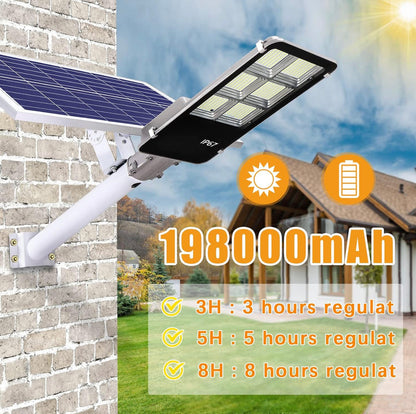 Lighteme 800 Watt Solar-Straßenlaternen, mit Fernbedienung, 105.000 lm, LED-Solarlicht von der Dämmerung bis zum Morgengrauen, 6500 K, superhelles Solar-Flutlicht