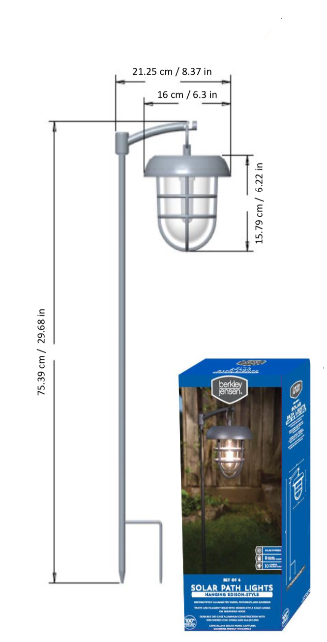 Lampes solaires LED suspendues Lighteme sur poteau métallique Shepherds Hook (lot de 4)