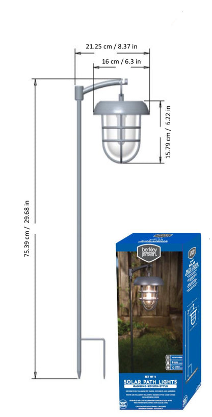 Lampes solaires LED suspendues Lighteme sur poteau métallique Shepherds Hook (lot de 4)