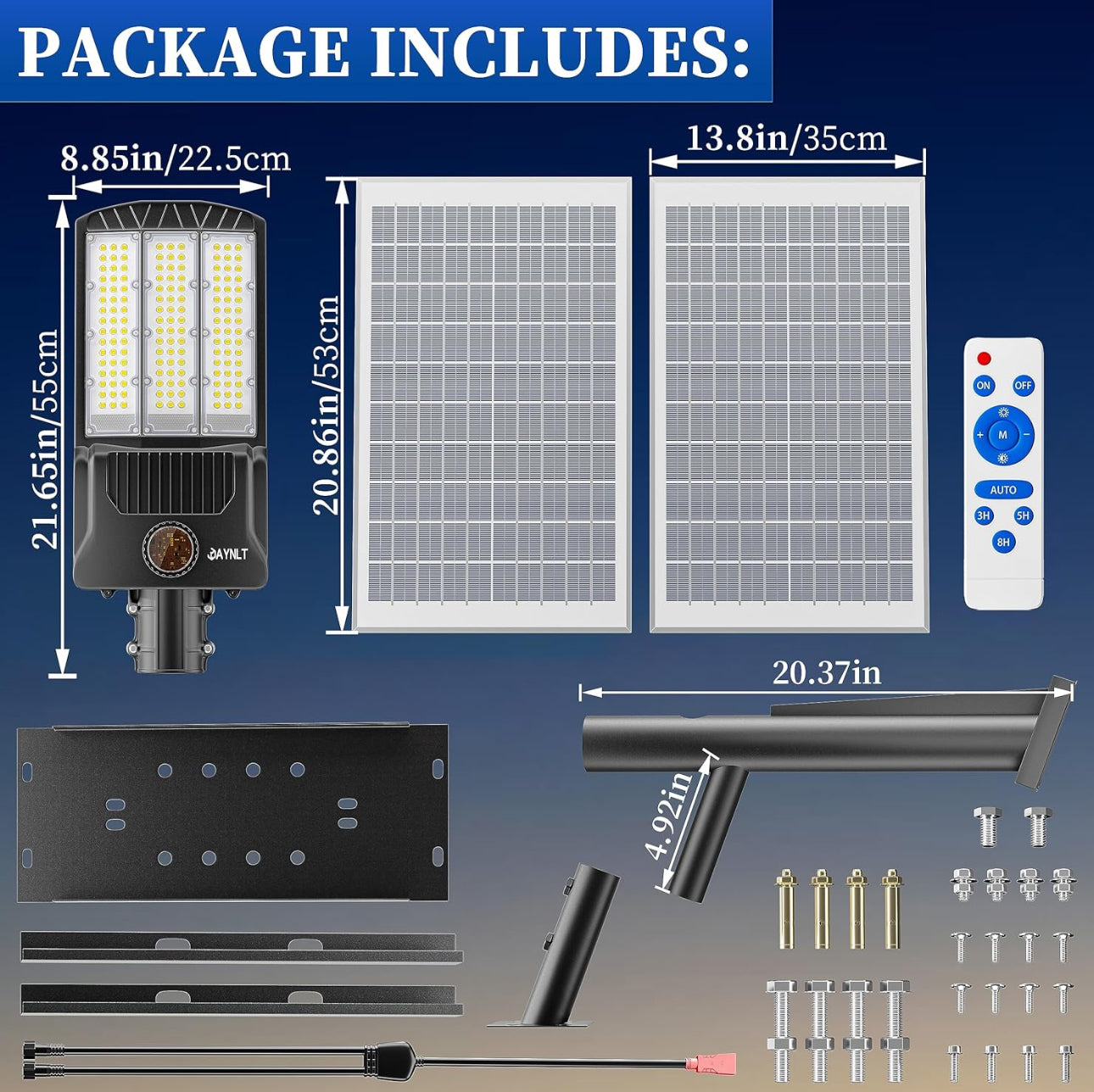 Lighteme 6500 W Solar-Straßenlaternen für den Außenbereich, 500.000 lm, leistungsstarke kommerzielle Parkplatzbeleuchtung, 6500 K, Dämmerung bis Morgengrauen, mit Fernbedienung 