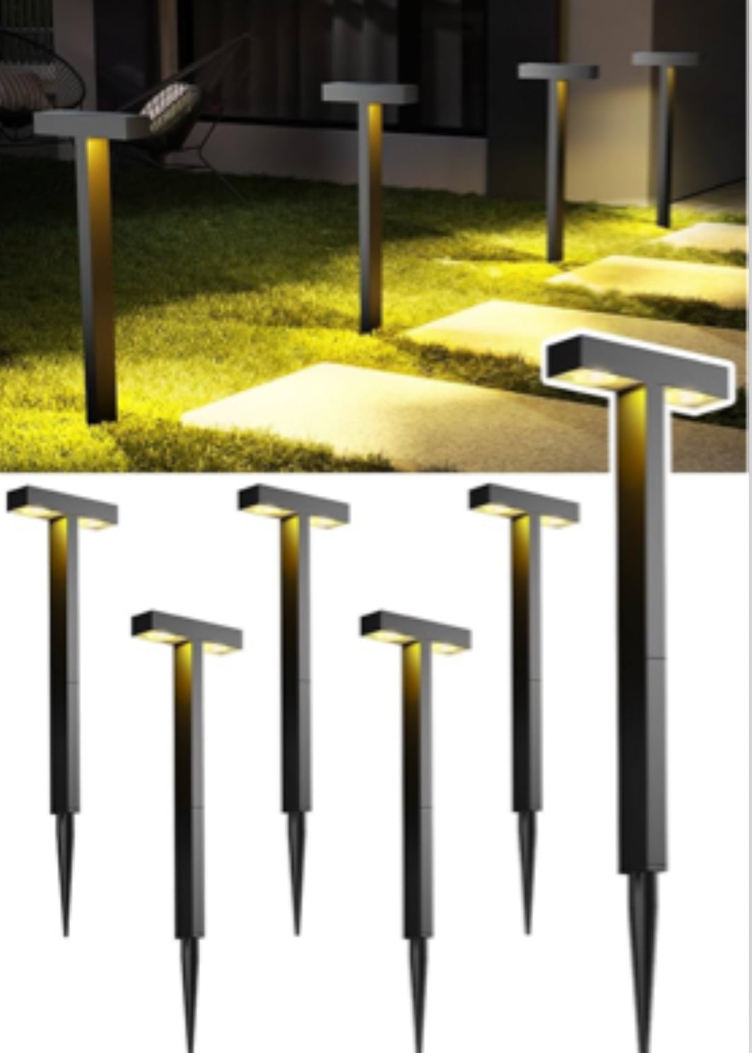 Lighteme Solar Modern Pathway Lights, 6 Pack -15 Lumen