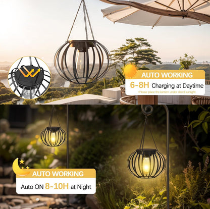 Lot de 2 lanternes solaires suspendues Lighteme d'extérieur étanches en forme de citrouille de 38 cm