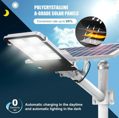 Lighteme 1800 W dreifarbige Solar-Straßenlaternen für den Außenbereich – mehrfarbige, einstellbare Beleuchtung – 7000 K LED-Straßenlaterne mit Fernbedienung – Ideal für Parkplätze, Höfe, Plätze – Solar-Parkplatzbeleuchtung