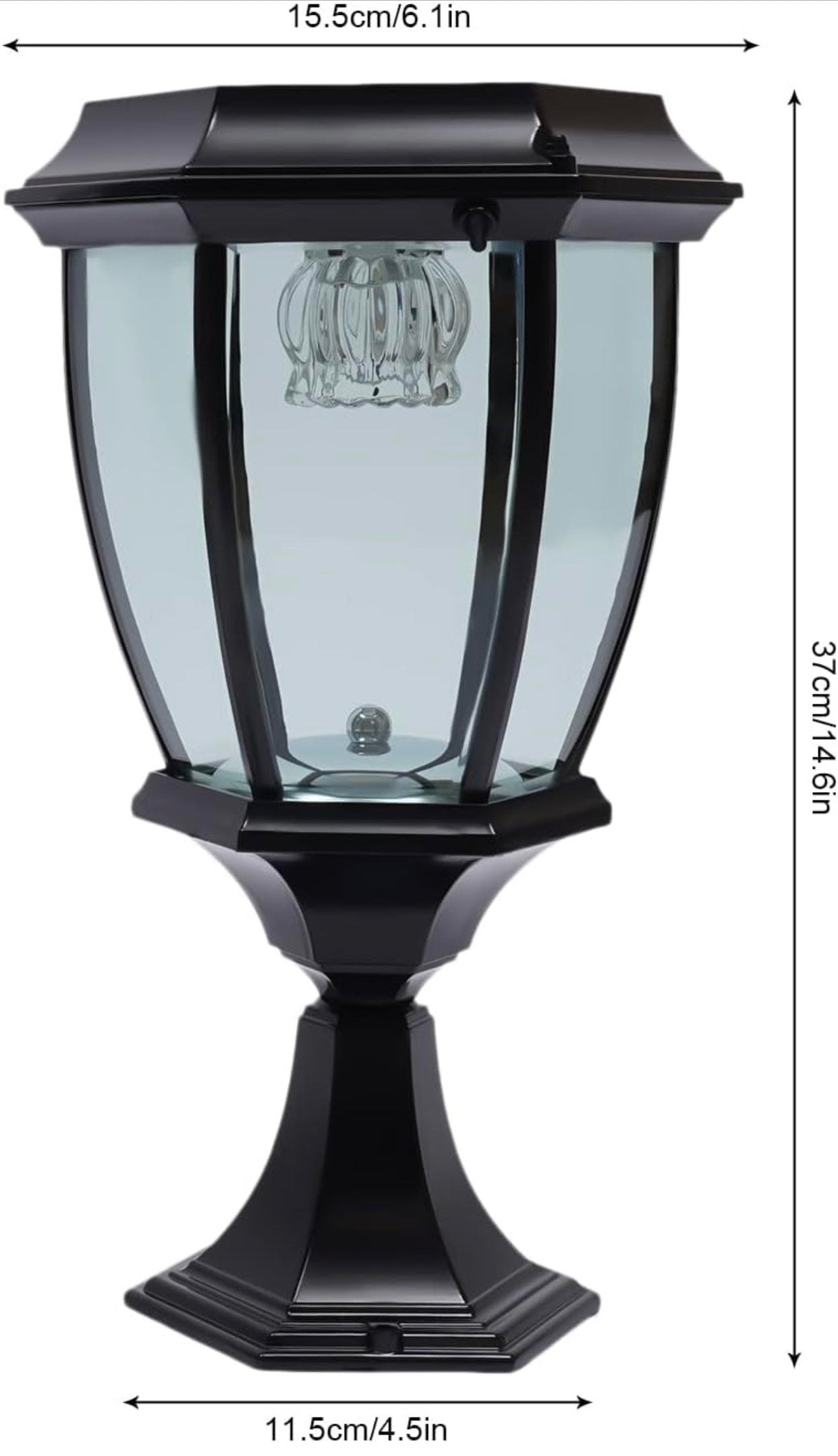 Lighteme 63" Solar-Laternenpfostenleuchten, Aluminium-Stehlampe für den Außenbereich, wasserdichte solarbetriebene Straßenlaternen für Garten, Gehweg, Auffahrt, Vorder-/Hintertür, warmweiße Solar-Pfostenleuchte, austauschbare Glühbirne (2er-Pack)