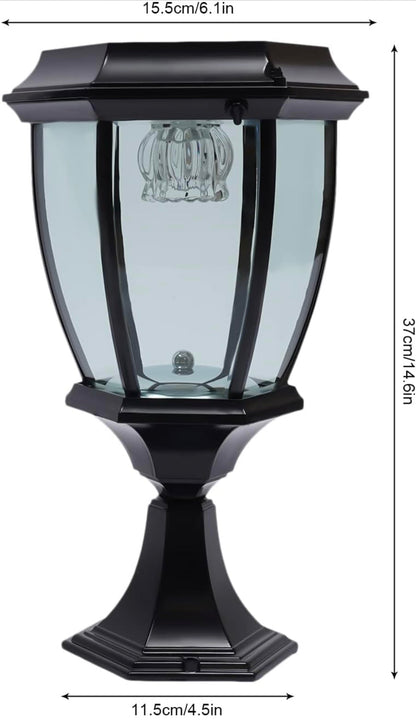 Lighteme 63" Solar-Laternenpfostenleuchten, Aluminium-Stehlampe für den Außenbereich, wasserdichte solarbetriebene Straßenlaternen für Garten, Gehweg, Auffahrt, Vorder-/Hintertür, warmweiße Solar-Pfostenleuchte, austauschbare Glühbirne (2er-Pack)