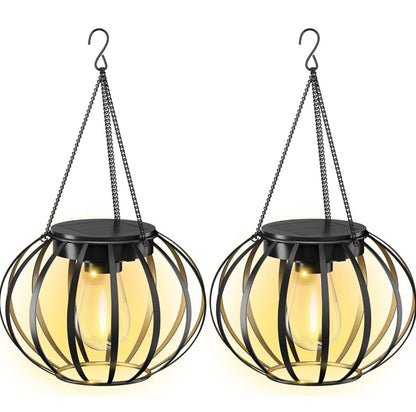 Lot de 2 lanternes solaires suspendues Lighteme d'extérieur étanches en forme de citrouille de 38 cm