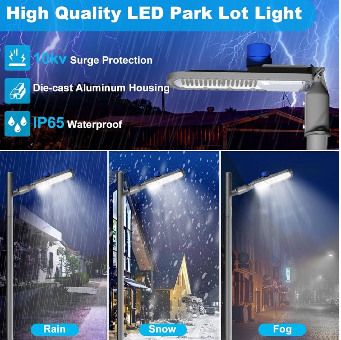Lighteme 250 W LED-Parkplatzbeleuchtung mit fester Verdrahtung, 30.000 lm: Straßenbeleuchtung für den Außenbereich von der Dämmerung bis zum Morgengrauen, Sicherheitslicht für gewerbliche Bereiche mit IP65-Wasserdichtigkeit 6500 K
