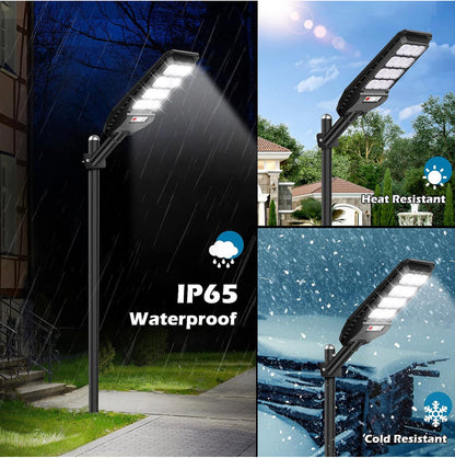 Lighteme 2er-Pack Solar-Straßenlaternen für den Außenbereich, wasserdicht, 6000 lm, Dämmerung bis Morgengrauen, 6500 K, Bewegungssensor mit Fernbedienung