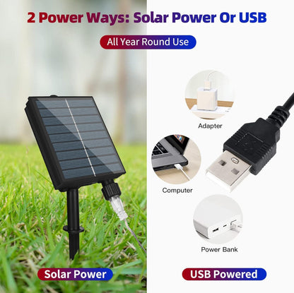 Lampe solaire 2 en 1 Lighteme avec drapeau américain, 420 LED ultra-lumineuses, alimentée par l'énergie solaire et branchée