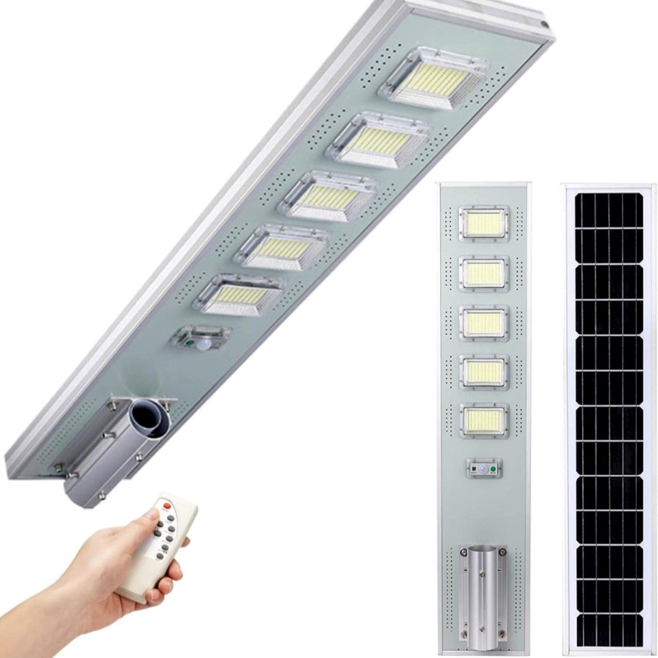 Lighteme 5000 W solarbetriebene Straßenlaterne für den Außenbereich, wasserdichte Solar-Parkplatzbeleuchtung, kommerzielle LED-Flutlichter mit Bewegungsmelder und Fernbedienung