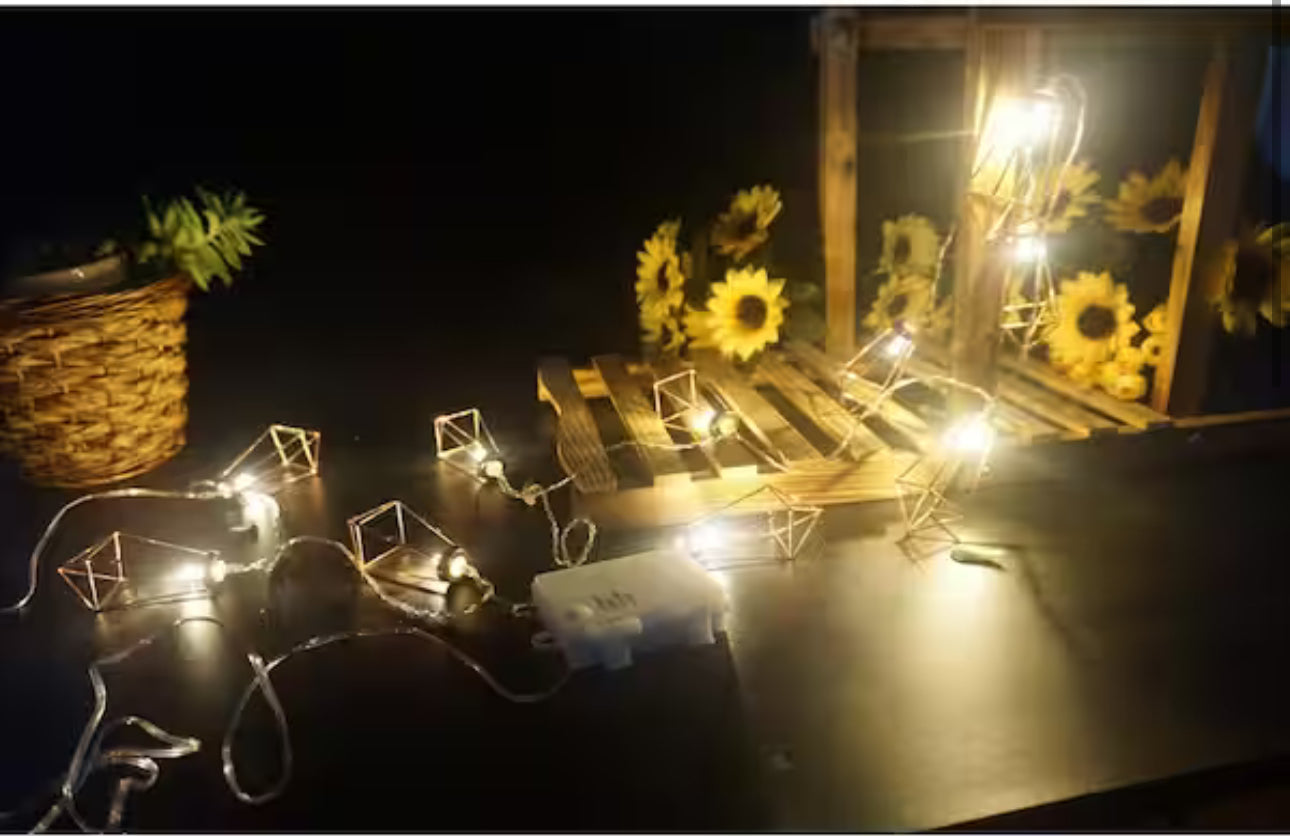 Lighteme 12Ft Batteriebetriebene Metall Indoor Integrierte LED Lichterkette 10-Licht