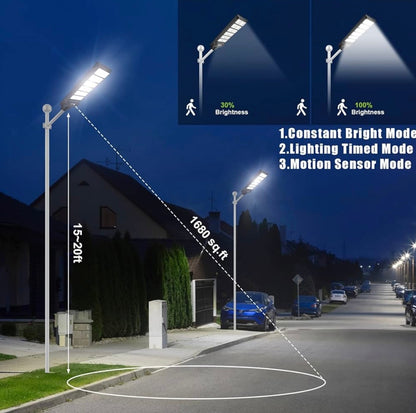 Lighteme 1000W Solar-Straßenlaterne mit Bewegungsmelder, 80000LM IP65 wasserdicht mit Fernbedienung