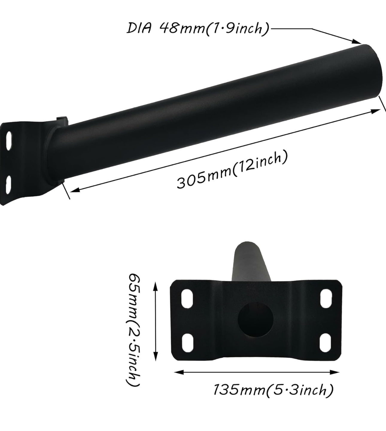 Lighteme Solarbeleuchtungs-Montagehalterung, Verlängerungsstangen-Set, Wandmontage, schwarze Metallrohre, Scheunenbeleuchtung, Antennenadapter, Außenarm für Straßenlaternen, an der Wand montierte Reifen, Scheunenlampen, Pfostenbäume 
