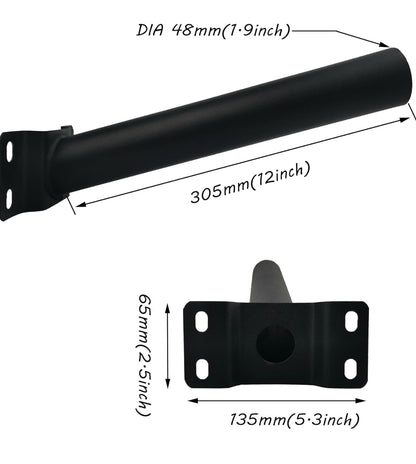Lighteme Solarbeleuchtungs-Montagehalterung, Verlängerungsstangen-Set, Wandmontage, schwarze Metallrohre, Scheunenbeleuchtung, Antennenadapter, Außenarm für Straßenlaternen, an der Wand montierte Reifen, Scheunenlampen, Pfostenbäume 