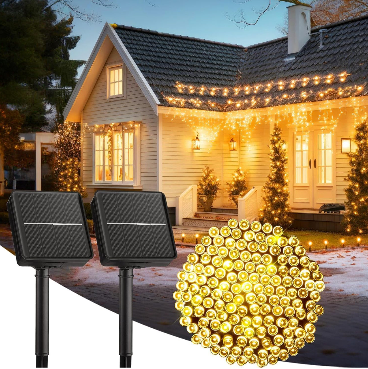 Lighteme 33Ft Solar-LED-Lichterkette 100LED Hellgrünes Kabel 