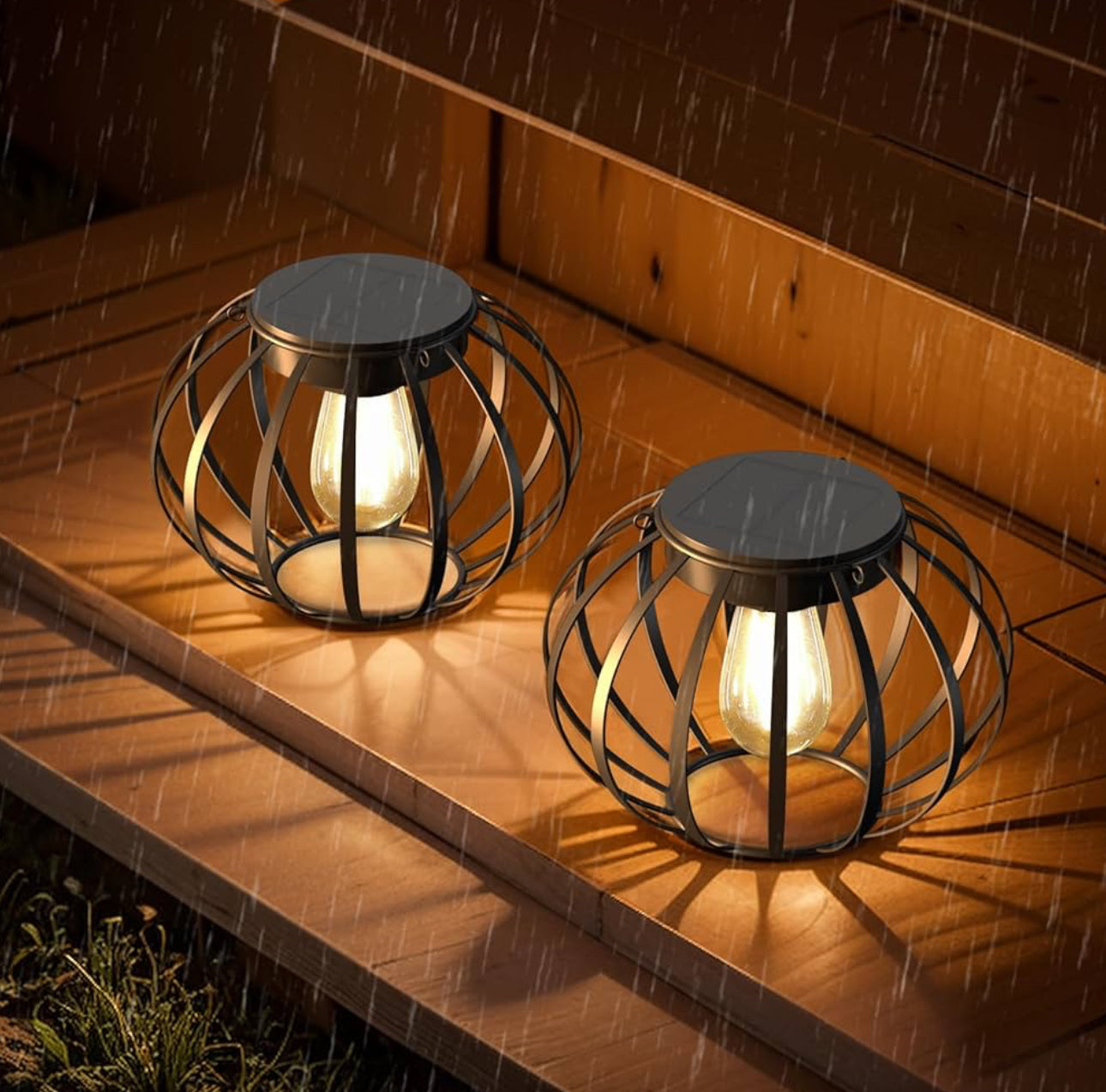Lot de 2 lanternes solaires suspendues Lighteme d'extérieur étanches en forme de citrouille de 38 cm