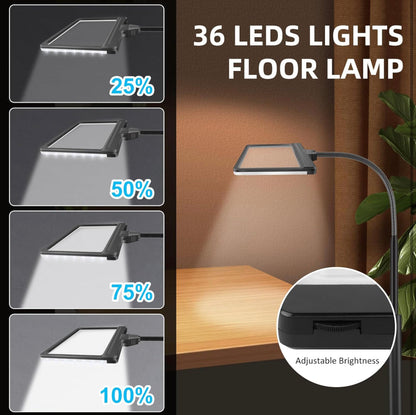 Loupe Lighteme 5X avec 36 LED à intensité variable et support, lampe loupe à luminosité réglable, loupe à col de cygne éclairée pour la lecture, les travaux manuels et le travail de près 