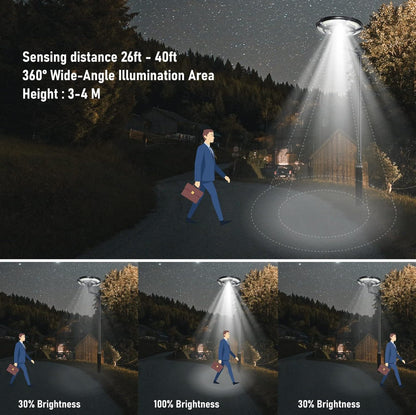 Lighteme 2500W Solar-Außenleuchte UFO Gartenmast und Wandstraßenlaternen für Haus, Hof, Bauernhäuser mit Fernbedienung