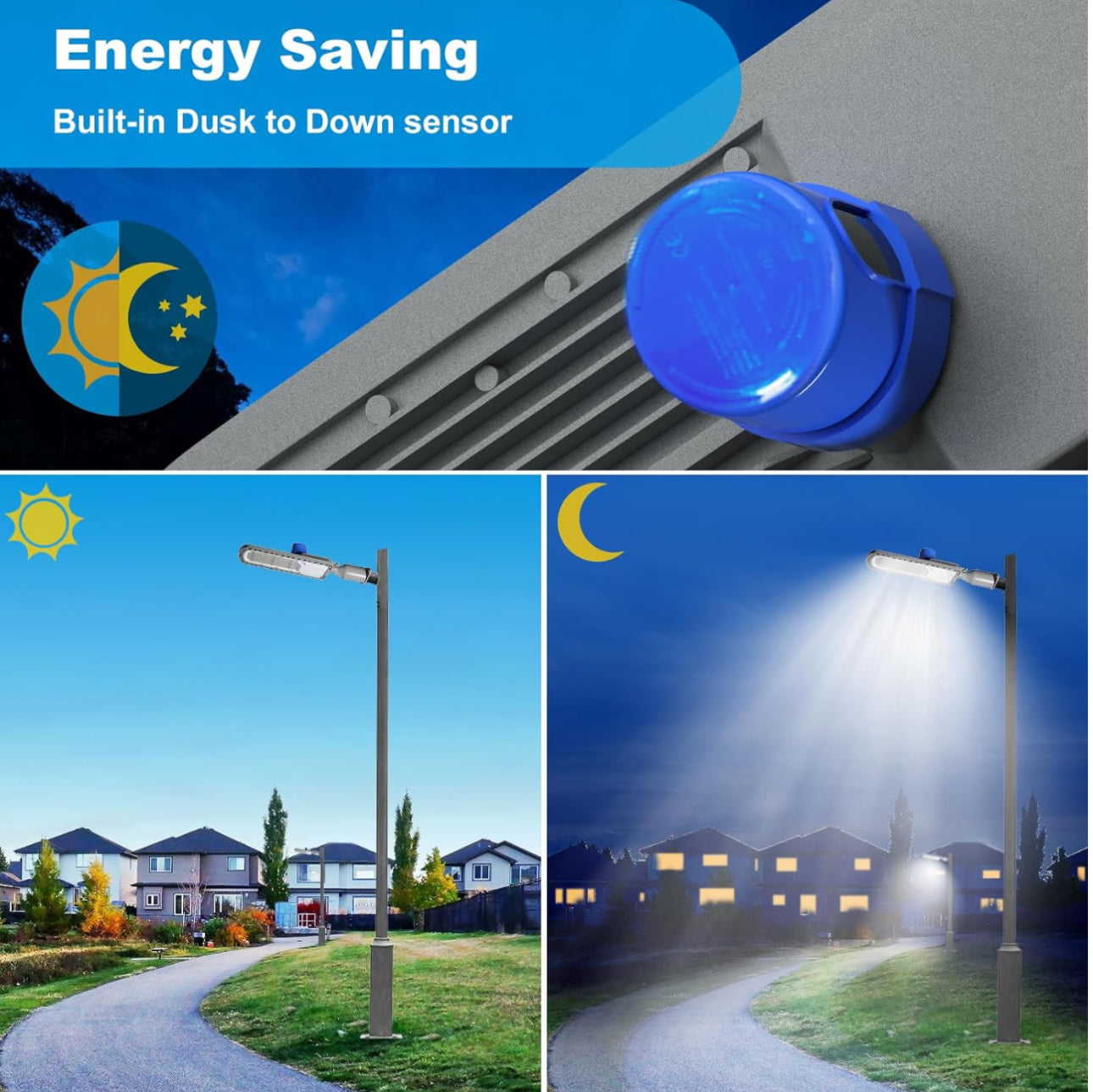 Lighteme 250 W LED-Parkplatzbeleuchtung mit fester Verdrahtung, 30.000 lm: Straßenbeleuchtung für den Außenbereich von der Dämmerung bis zum Morgengrauen, Sicherheitslicht für gewerbliche Bereiche mit IP65-Wasserdichtigkeit 6500 K